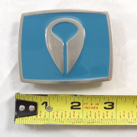 Distressed Nixon Turquoise Blue and Silver Designer Belt Buckle - Picture 6 of 10